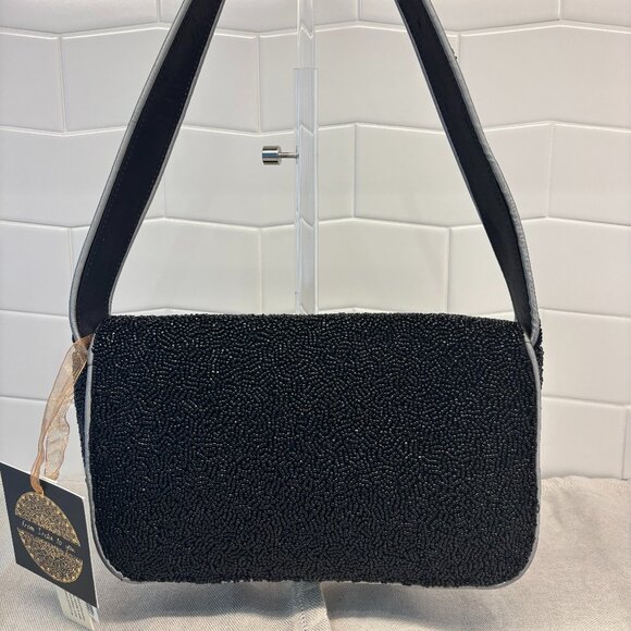 ☠️🖤Made in India Beaded Skull and Crossbones Shoulder Bag - Black & Silver☠️🖤 - Picture 3 of 10